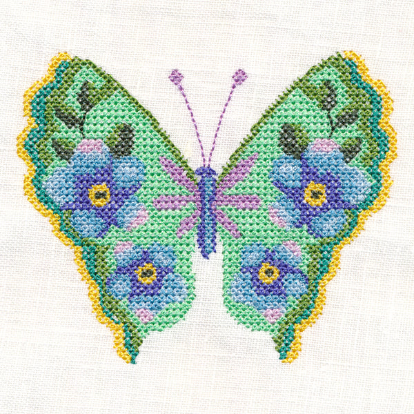 Forget-Me-Not Butterfly in Watercolor (Cross Stitch)