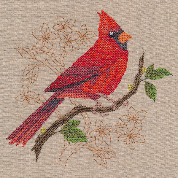 Cardinal with Delicate Branches (Cross Stitch)