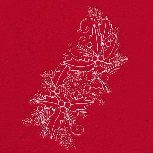 Blissful Holly and Berries Spray (Whitework)