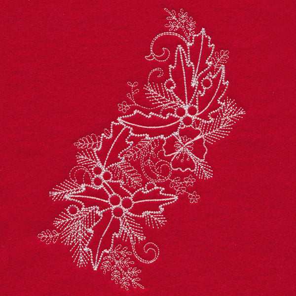 Blissful Holly and Berries Spray (Whitework)