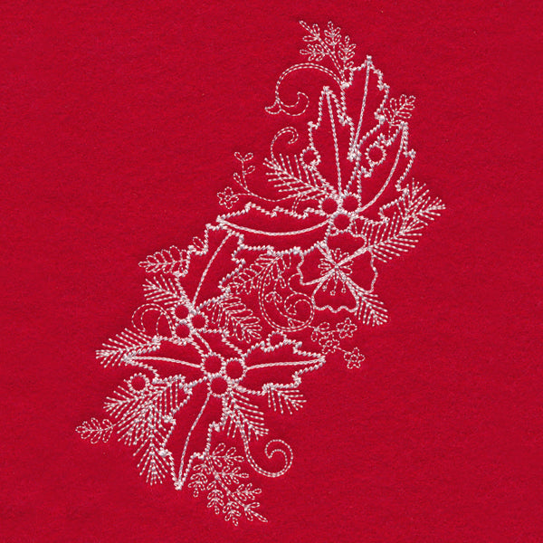 Blissful Holly and Berries Spray (Whitework)