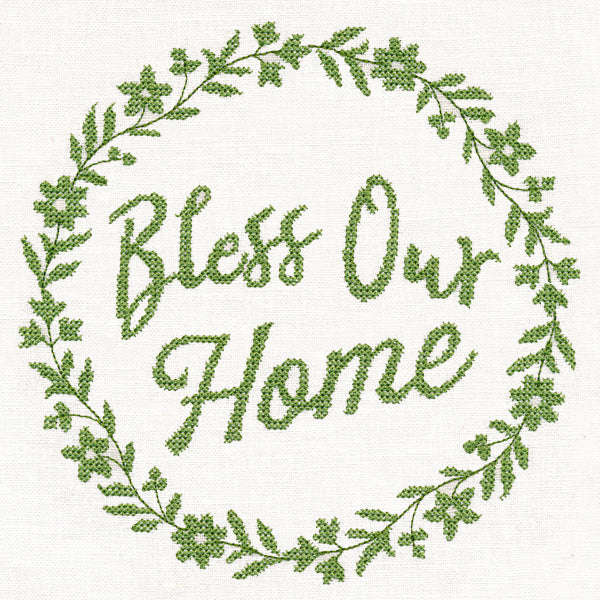 Bless Our Home Wreath (Cross Stitch)