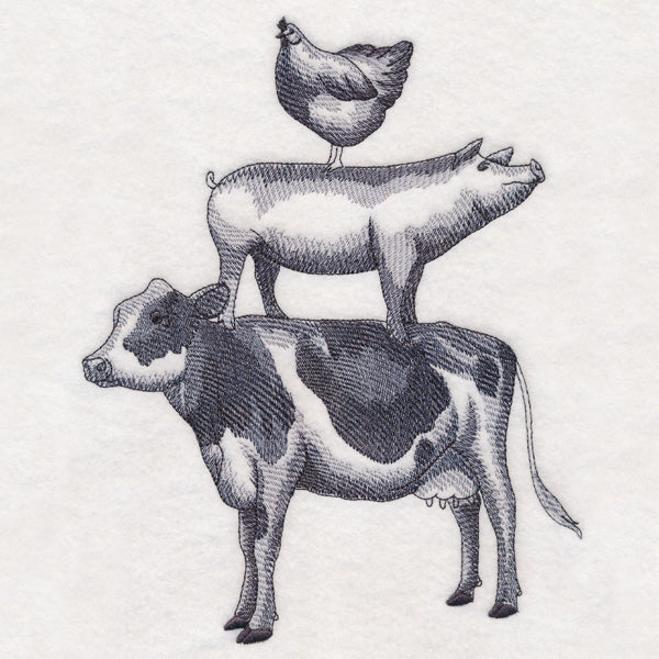 Etched Farm Animal Stack