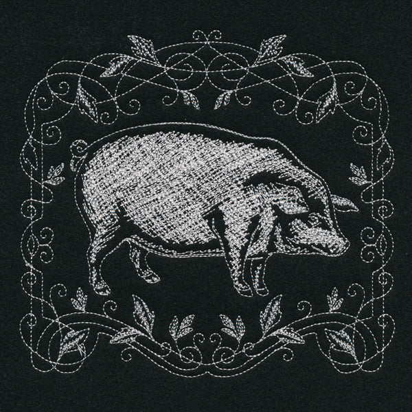 Framed Chalkboard Pig