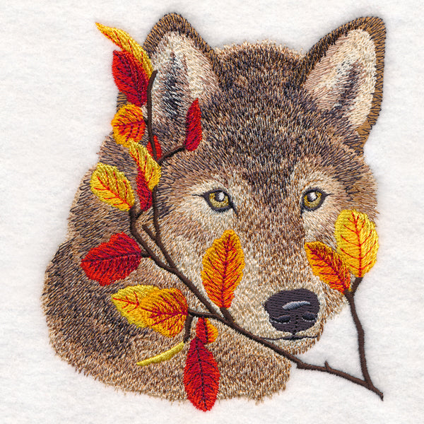 Wolf in Autumn Leaves