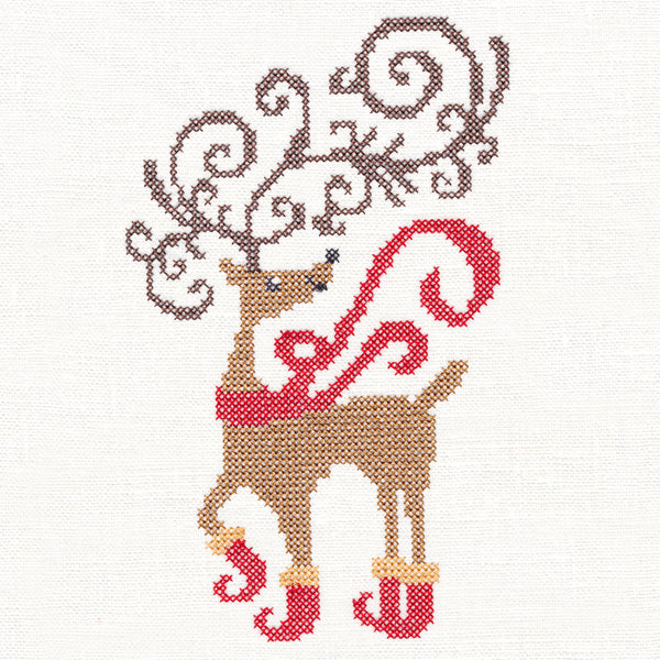 Frolicking Fancy Reindeer (Cross Stitch)