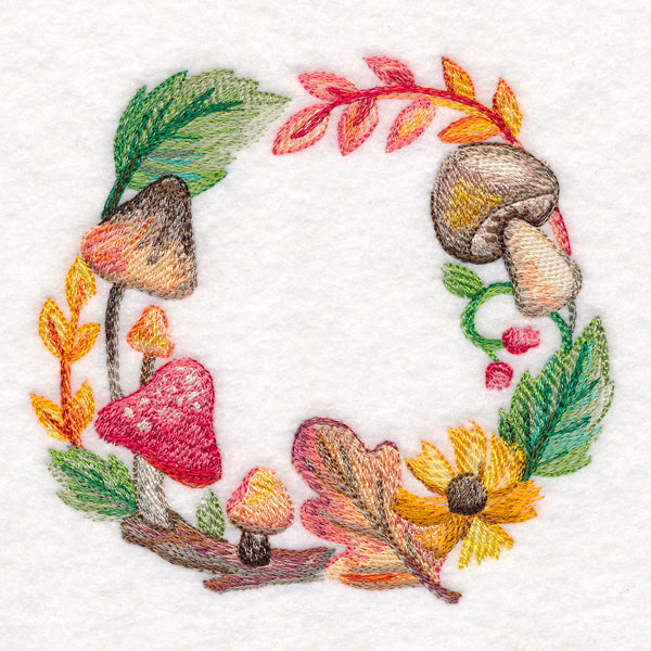 Autumn Mushroom Wreath in Watercolor