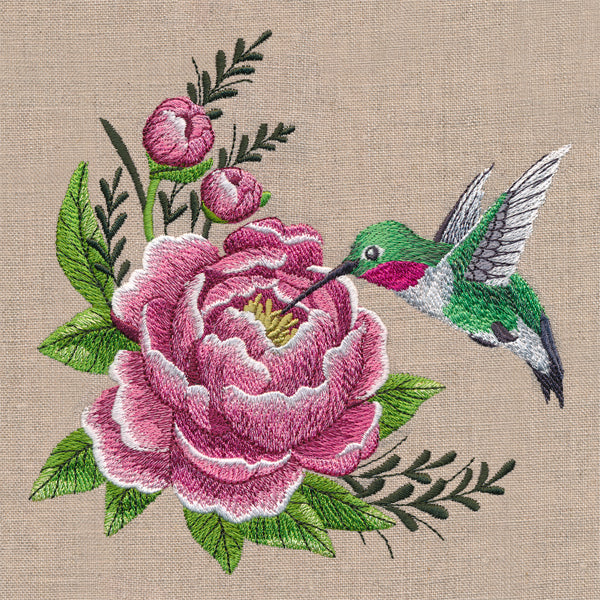 Hummingbird and Peony