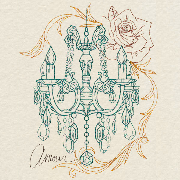 Victorian Chandelier Collage – Embroidery Library - Distressed Chandelier Eye Embroidery Designs