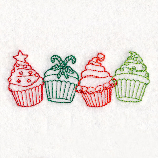 Christmas Treats Border - Cupcakes (Vintage)