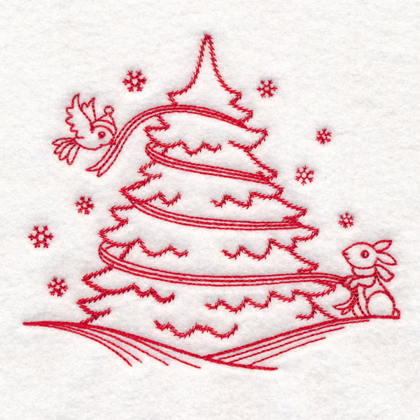 Nostalgic Christmas - Tree (Redwork)