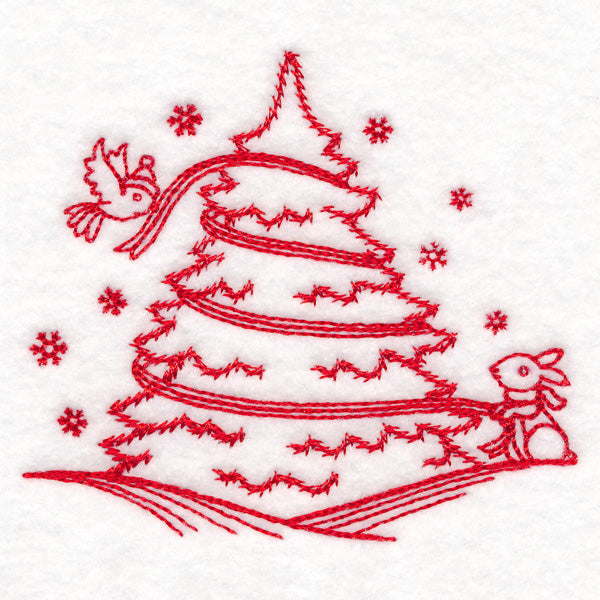 Nostalgic Christmas - Tree (Redwork)