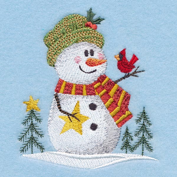 Country Snowman with Cardinal