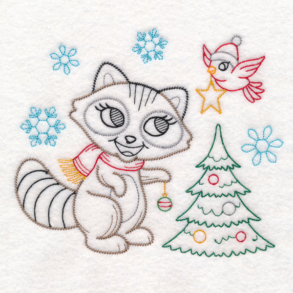 Playful Christmas Raccoon (Vintage)