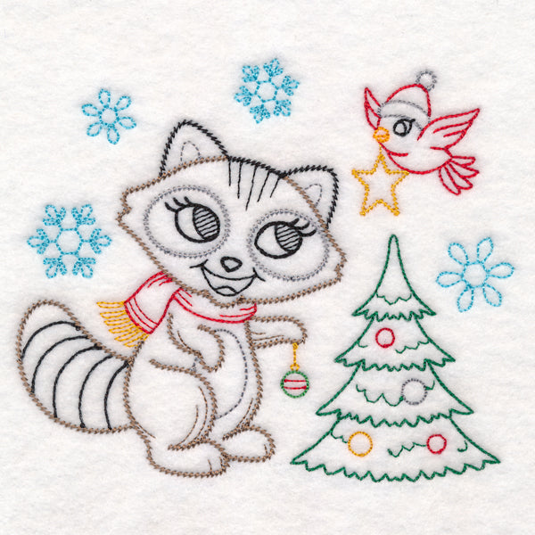 Playful Christmas Raccoon (Vintage)