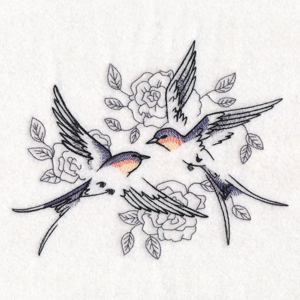 Sweetheart Barn Swallows in Watercolor