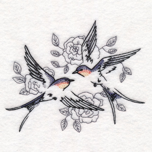 Sweetheart Barn Swallows in Watercolor