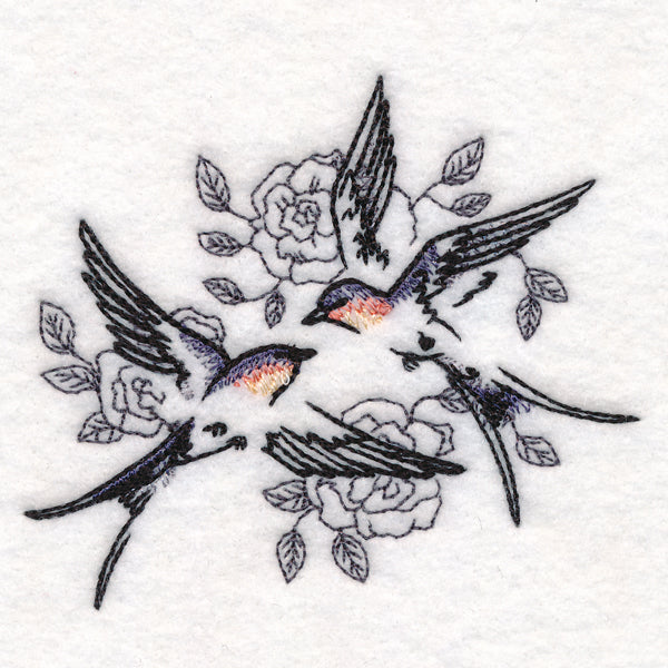 Sweetheart Barn Swallows in Watercolor