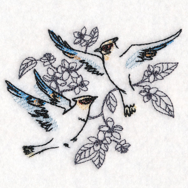 Sweetheart Cedar Waxwings in Watercolor