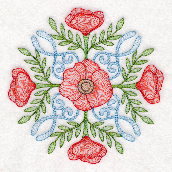 Fancy Floral Medallion - Poppy