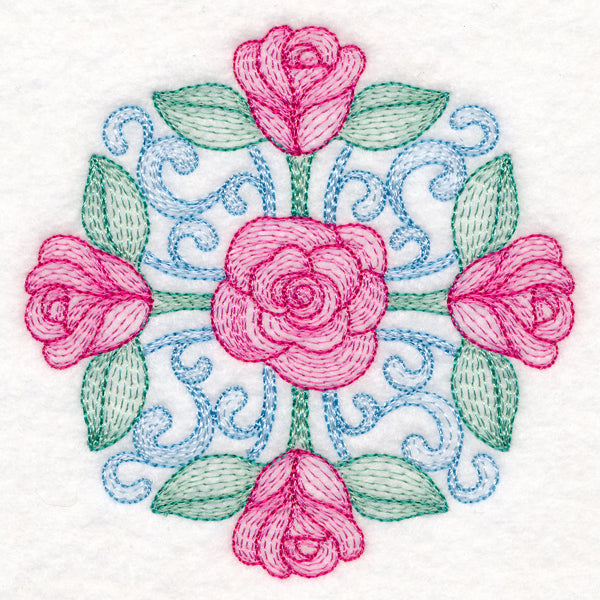 Fancy Floral Medallion - Rose