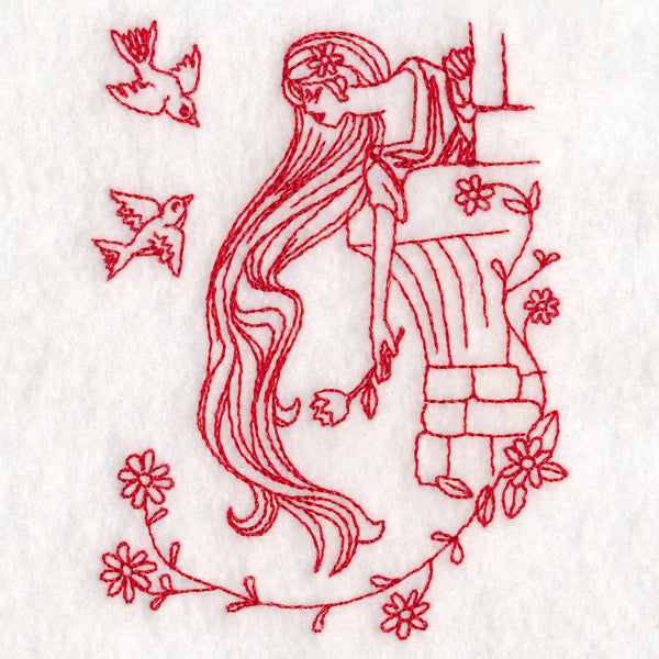 Enchanted Fairy Tale - Rapunzel (Redwork)