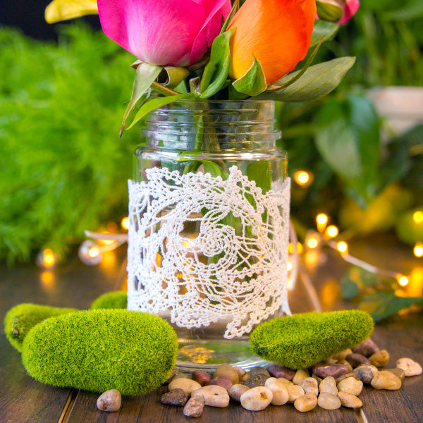 Leafy Jar Wrap (Battenburg Lace)