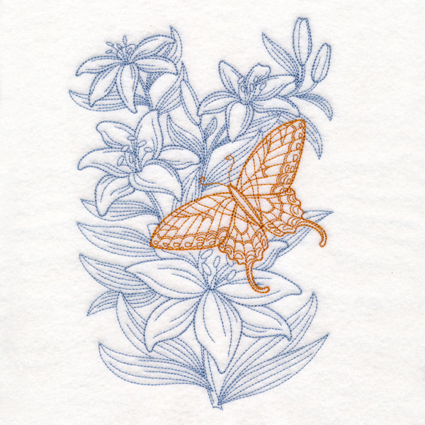 Garden Lily Butterfly Etching