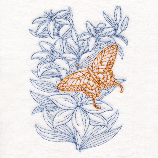 Garden Lily Butterfly Etching