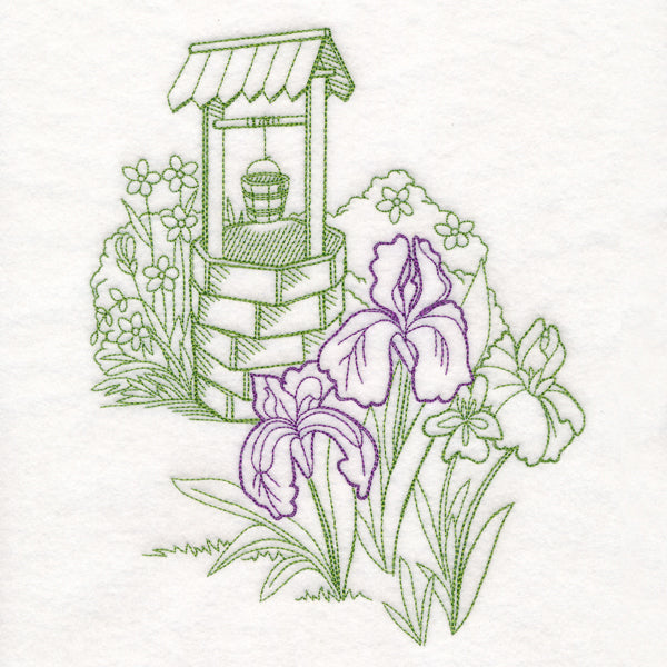 Garden Wishing Well Etching