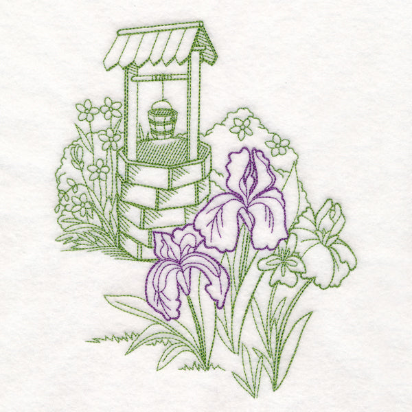 Garden Wishing Well Etching