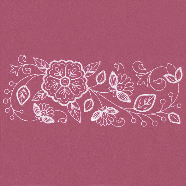 Blossoming Botanical Border (Whitework)