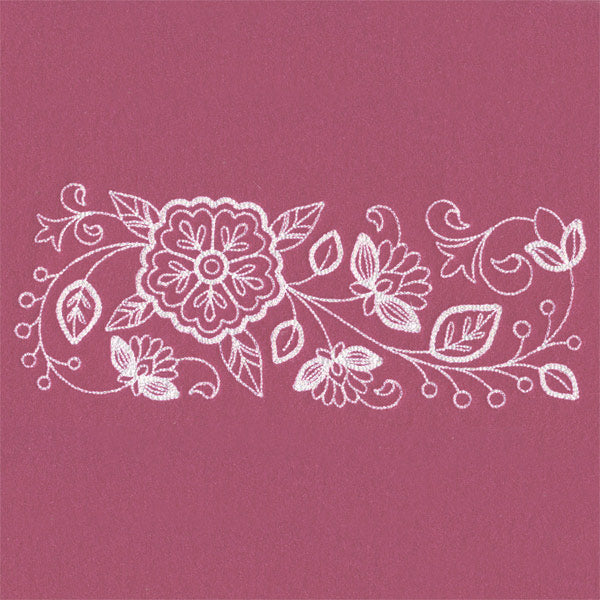 Blossoming Botanical Border (Whitework)