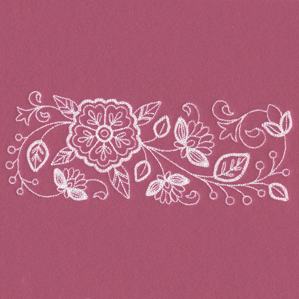 Blossoming Botanical Border (Whitework)