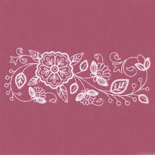 Blossoming Botanical Border (Whitework)