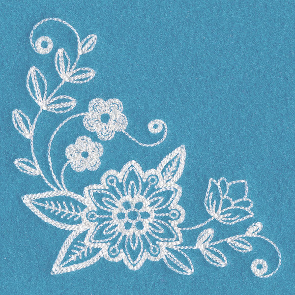 Whimsical Floral Corner (Whitework)