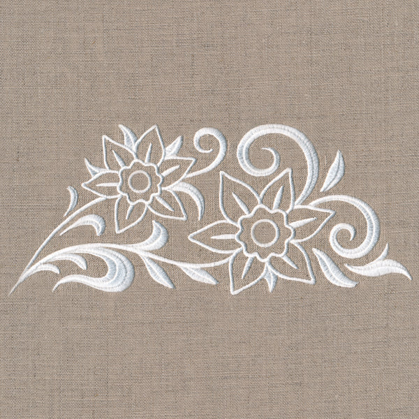 Blooming Floral Border (Whitework)
