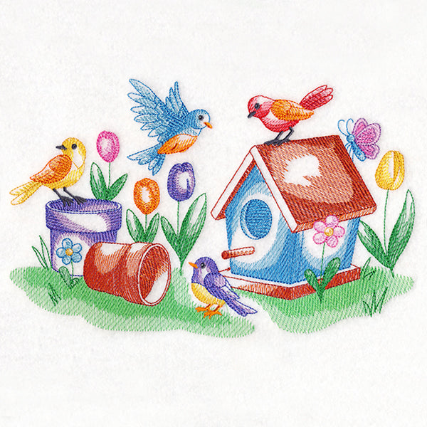 Tweets and Tulips (Toile)