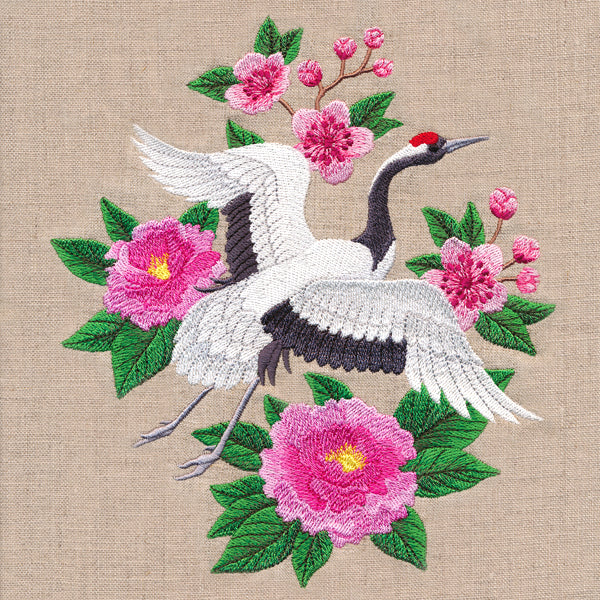 Red Crowned Crane in Bloom