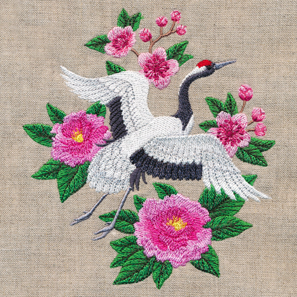 Red Crowned Crane in Bloom