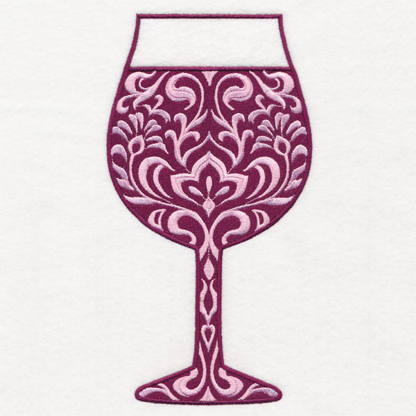 Delightful Damask Wine Glass