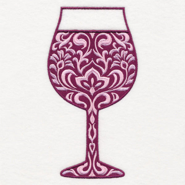 Delightful Damask Wine Glass