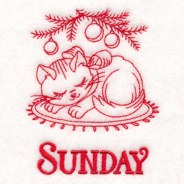 Meowy Christmas on Sunday (Redwork)