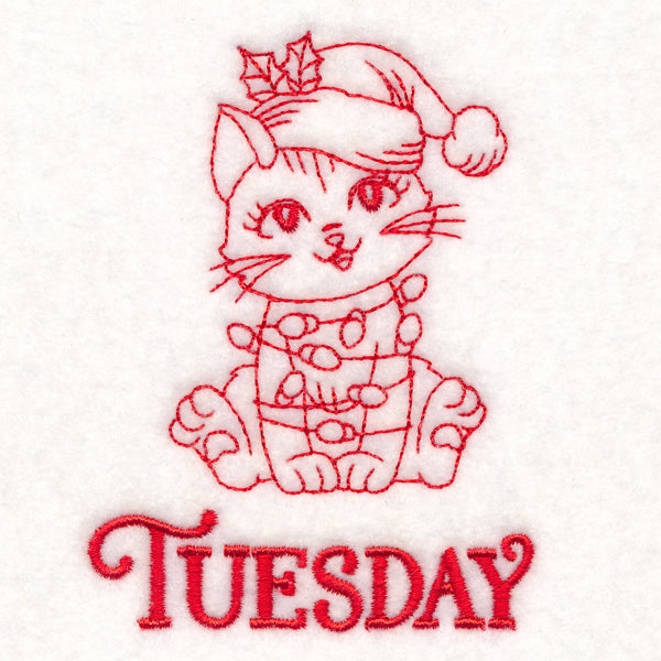 Meowy Christmas on Tuesday (Redwork)