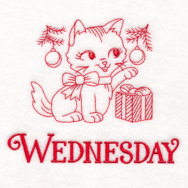 Meowy Christmas on Wednesday (Redwork)