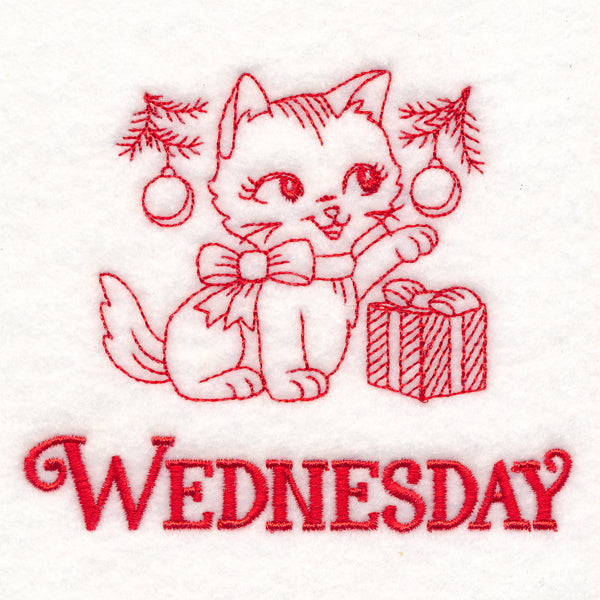 Meowy Christmas on Wednesday (Redwork)