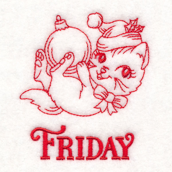 Meowy Christmas on Friday (Redwork)