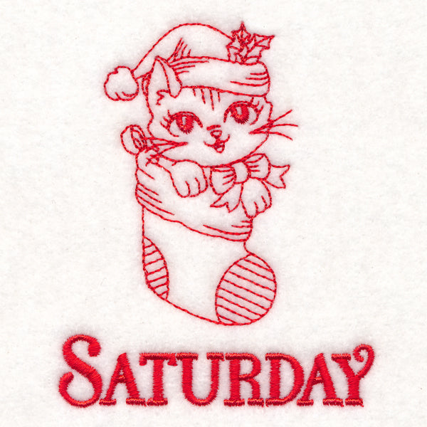 Meowy Christmas on Saturday (Redwork)