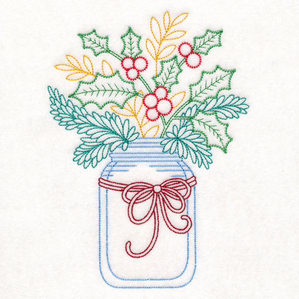 Merry Mason Jar - Holly and Berries