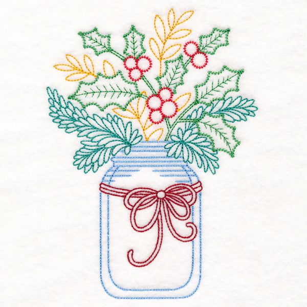 Merry Mason Jar - Holly and Berries